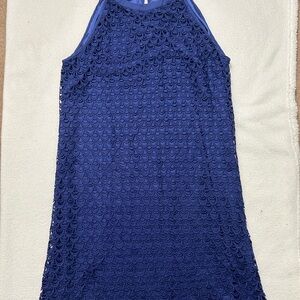 Daniel Cremieux Blue Sleeveless Halter Sheath Dress